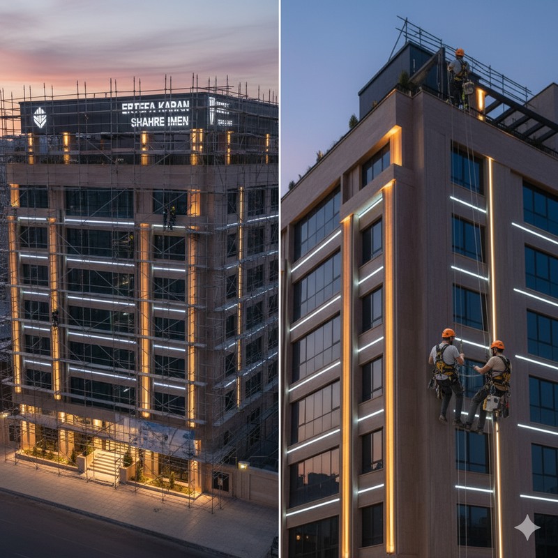 جادوی نور پردازی ساختمان در تاریکی شهر